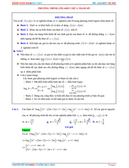 phương trình lôgarit chứa tham số