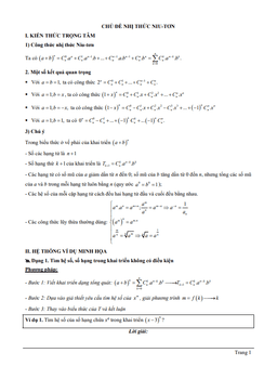 tài liệu chủ đề nhị thức niu-tơn