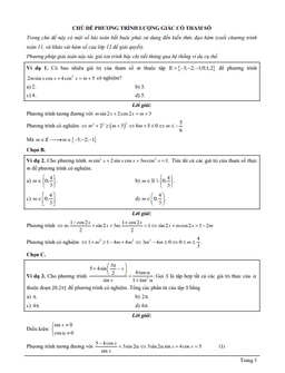 tài liệu chủ đề phương trình lượng giác có chứa tham số