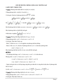 tài liệu chủ đề phương trình lượng giác thường gặp