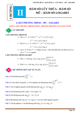 tài liệu chuyên đề bất phương trình mũ và bất phương trình lôgarit