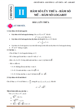 tài liệu chuyên đề hàm số lũy thừa, hàm số mũ và hàm số lôgarit
