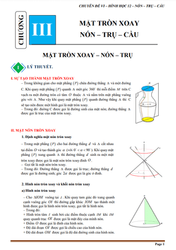 tài liệu chuyên đề mặt nón, mặt trụ, mặt cầu