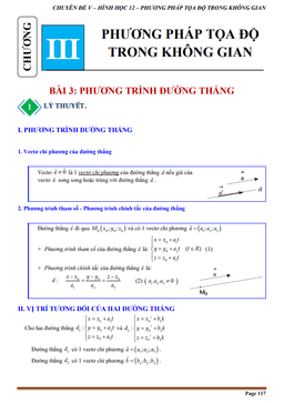 tài liệu chuyên đề phương trình đường thẳng trong không gian