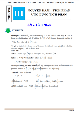 tài liệu chuyên đề tích phân và một số phương pháp tính tích phân