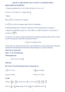 tài liệu dạy thêm – học thêm chuyên đề bài toán về tỉ số và tỉ số phần trăm