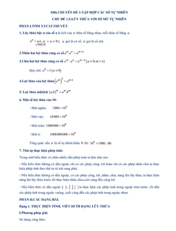 tài liệu dạy thêm – học thêm chuyên đề lũy thừa với số mũ tự nhiên