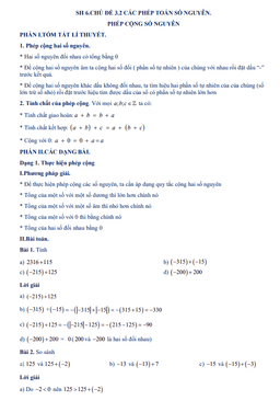 tài liệu dạy thêm – học thêm chuyên đề phép cộng và phép trừ số nguyên