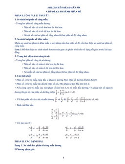 tài liệu dạy thêm – học thêm chuyên đề so sánh phân số