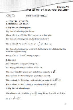 tài liệu hàm số mũ và hàm số lôgarit toán 11 ctst