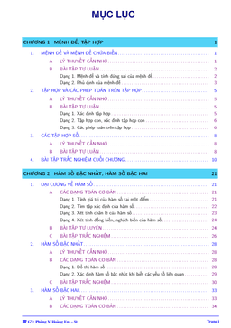 tài liệu mệnh đề và tập hợp & hàm số bậc nhất và hàm số bậc hai