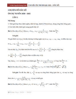 tài liệu ôn thi hsg quốc gia môn toán chủ đề dãy số – nguyễn hoàng vinh