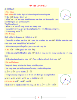 tài liệu toán 9 chủ đề góc ở tâm và số đo cung