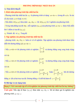 tài liệu toán 9 chủ đề phương trình bậc nhất hai ẩn