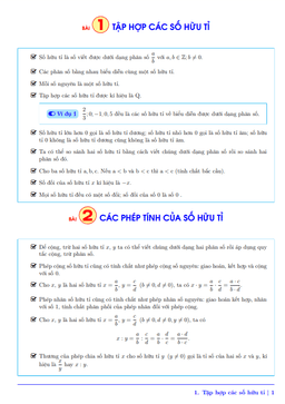 tóm tắt kiến thức toán 7 học kì 1