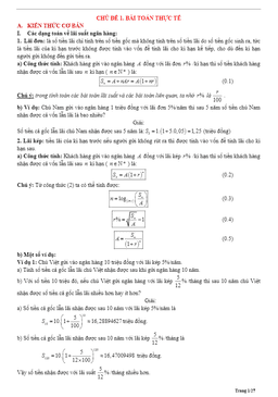 tóm tắt lý thuyết và bài tập trắc nghiệm bài toán thực tế
