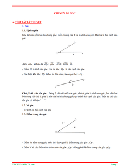 tóm tắt lý thuyết và bài tập trắc nghiệm chuyên đề góc