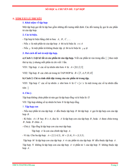 tóm tắt lý thuyết và bài tập trắc nghiệm chuyên đề tập hợp