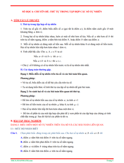 tóm tắt lý thuyết và bài tập trắc nghiệm chuyên đề thứ tự trong tập hợp các số tự nhiên