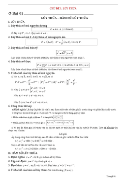 tóm tắt lý thuyết và bài tập trắc nghiệm lũy thừa và hàm số lũy thừa