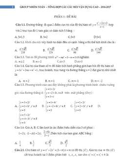 tổng hợp 250 câu hỏi trắc nghiệm vận dụng cao – nhóm toán