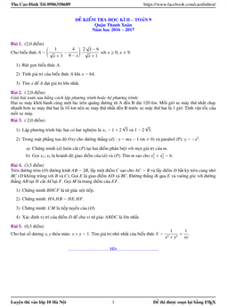tổng hợp đề thi hk2 toán 9 năm học 2016 – 2017 các phòng gd và đt tại hà nội