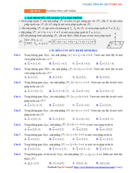 tổng ôn tập tn thpt 2020 môn toán: phương trình mặt phẳng
