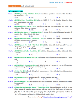 tổng ôn tập tn thpt 2021 môn toán: tổ hợp và xác suất