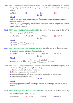 trắc nghiệm phép dời hình và phép đồng dạng trong các đề thi thử toán 2018