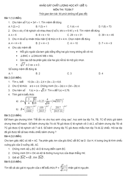 tuyển chọn 10 đề thi hk1 toán 7