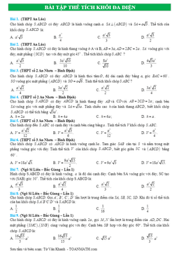 tuyển chọn 140 bài tập thể tích khối đa diện trong các đề thi thử – từ văn khanh