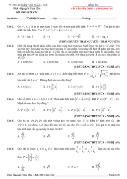 tuyển chọn 152 bài toán vận dụng cao trong các đề thi thử – nguyễn văn rin