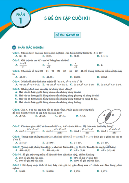 tuyển tập 05 đề thi thử cuối học kì 1 môn toán 10 có đáp án