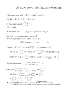 tuyển tập 260 bài toán phương trình – hệ phương trình – bất phương trình trong các đề thi quốc gia
