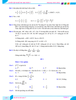 tuyển tập 40 đề ôn thi cuối học kì 1 môn toán 7