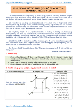 ứng dụng phương pháp tọa độ để giải bài toán hình học không gian – cao văn tuấn