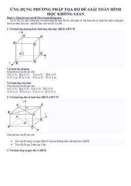 ứng dụng phương pháp tọa độ để giải các bài toán hình học không gian